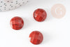 Cabochon rond jaspe rouge naturel à facettes 14.5mm, x1 (G1857)