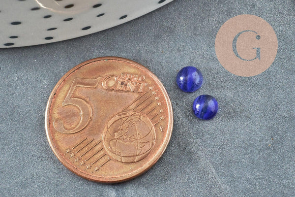 Cabochon rond kyanite cianyte bleue naturelle 4mm, x1 (G2970)