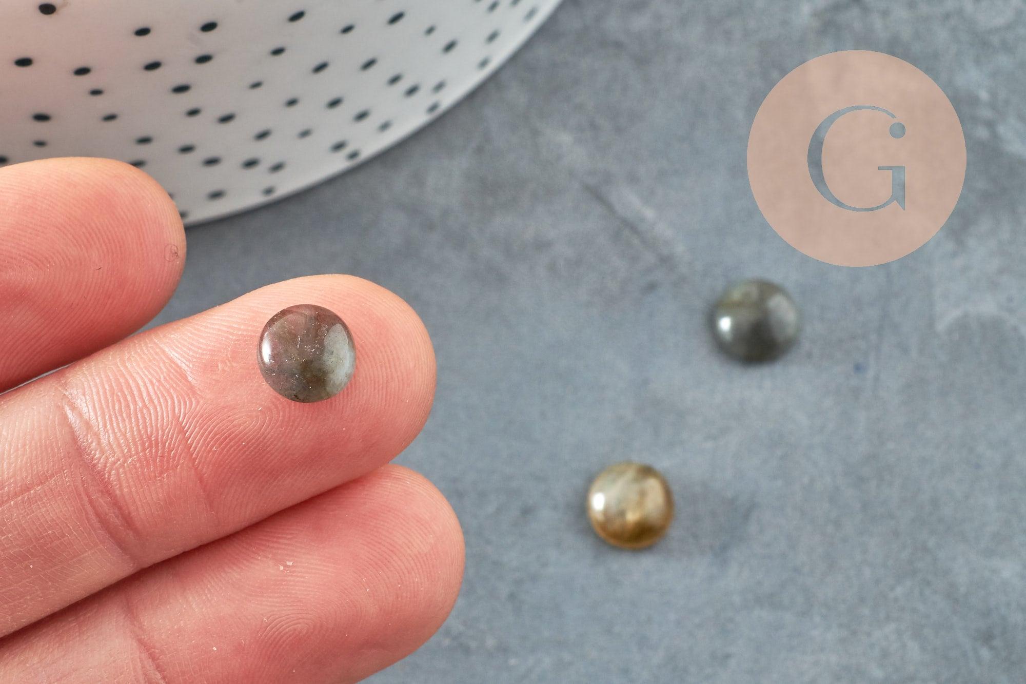 Cabochon rond labradorite naturelle 8mm, x1 (G0424)