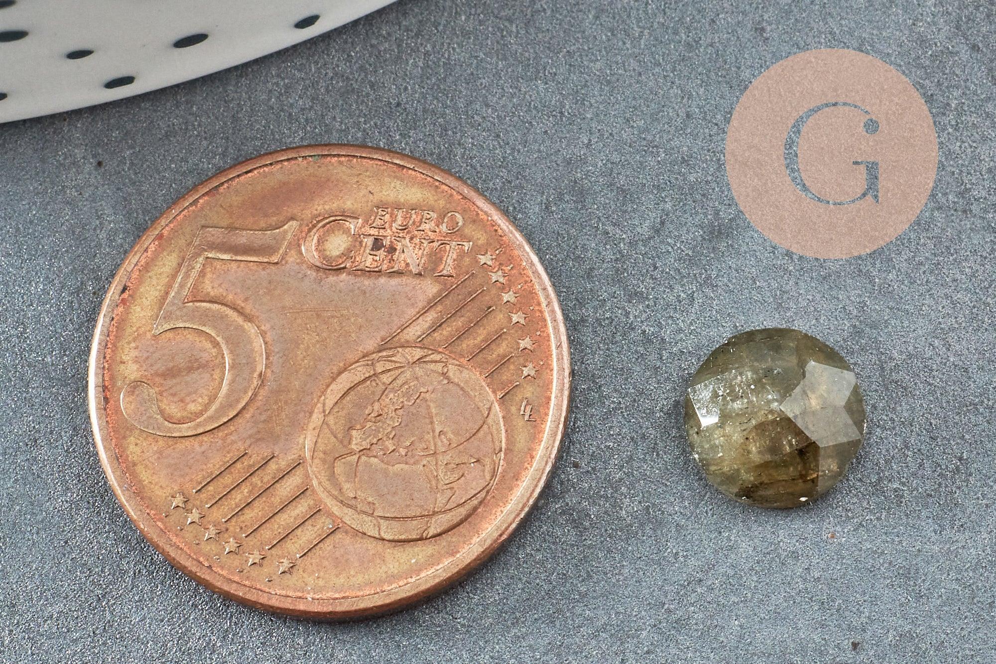Cabochon rond labradorite naturelle à facettes 8mm, x1 (G5639)
