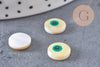 Cabochon rond nacre blanche mauvais oeil 10mm, x10 (G1058)