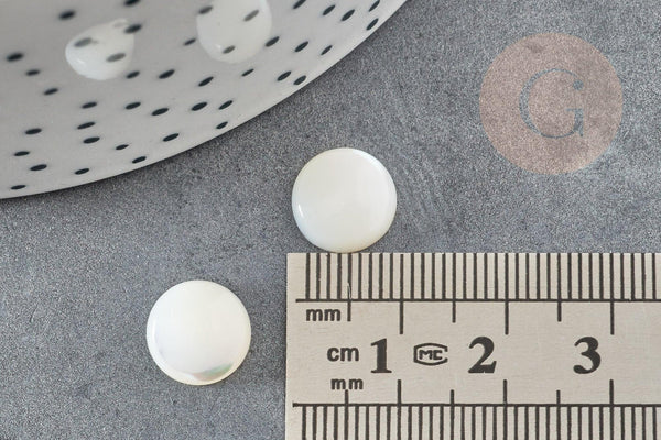 Cabochon rond nacre blanche naturelle 10mm, x1 (G2751)