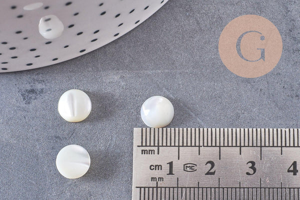 Cabochon rond nacre blanche naturelle 8mm, x1 G10535