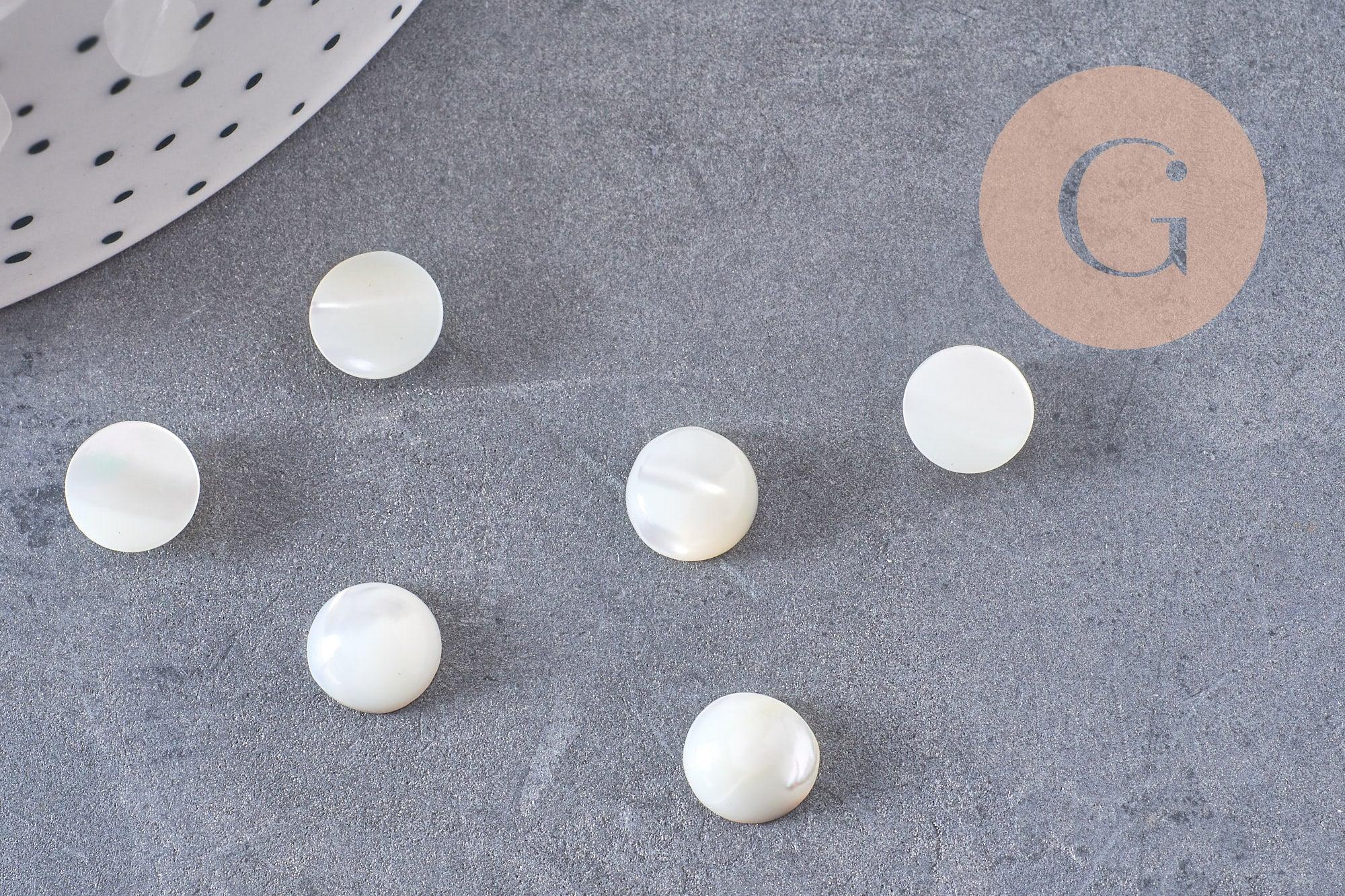Cabochon rond nacre blanche naturelle 8mm, x1 G10535