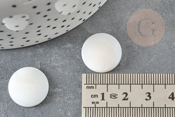 Cabochon rond nacre naturelle blanche 18-19mm, x1 (G2953)