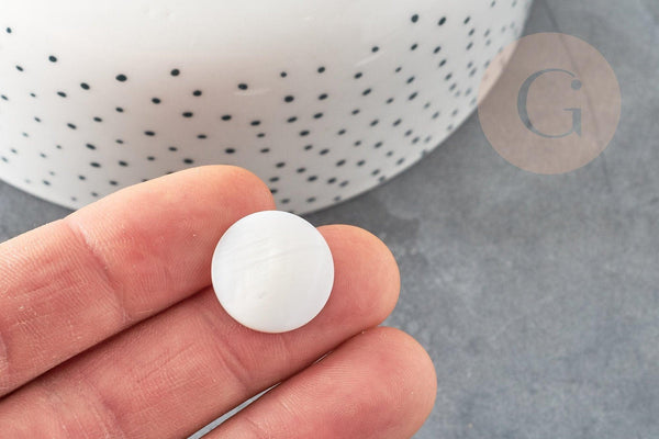 Cabochon rond nacre naturelle blanche 18-19mm, x1 (G2953)