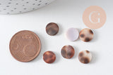 Cabochon rond nacre naturelle léopard 10mm, x10 (G5059)
