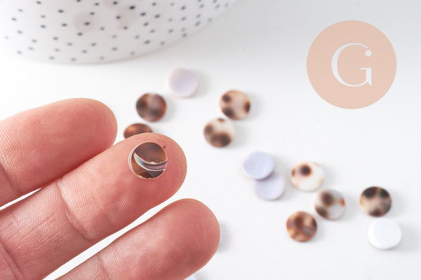 Cabochon rond nacre naturelle léopard 10mm, x10 (G5059)