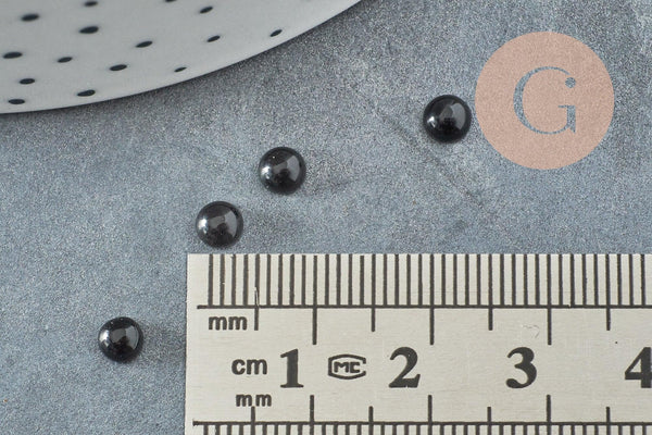 Cabochon rond obsidienne naturelle noire 4mm, x1 (G2912)