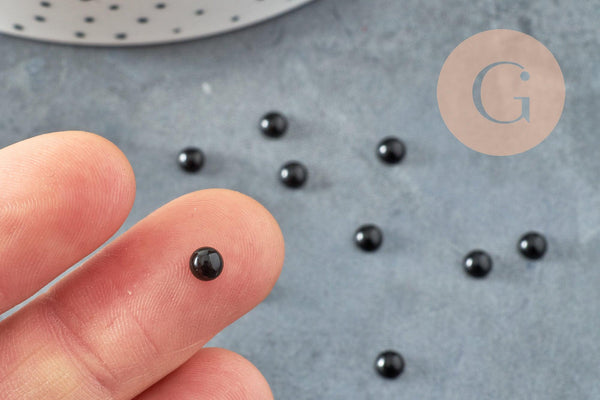 Cabochon rond obsidienne naturelle noire 4mm, x1 (G2912)