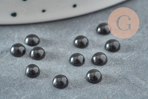 Cabochon rond obsidienne naturelle noire 4mm, x1 (G2912)