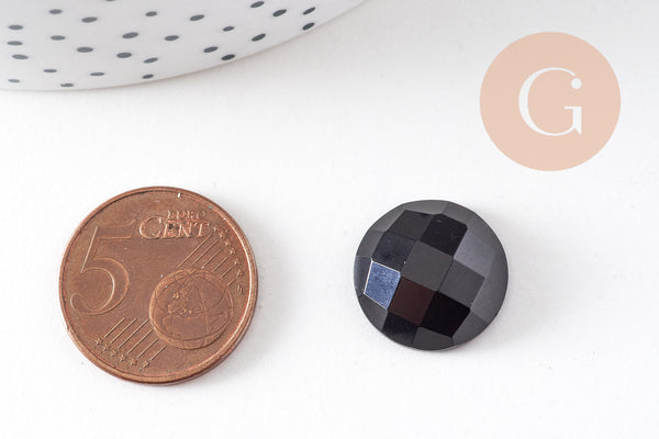 Cabochon rond obsidienne noire naturelle 16mm, x1 (G10815)