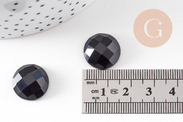 Cabochon rond obsidienne noire naturelle 16mm, x1 (G10815)