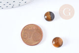 Cabochon rond oeil de tigre naturel 10mm, x1 (G8657)