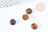 Cabochon rond oeil de tigre naturel 10mm, x1 (G8657)