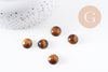 Cabochon rond œil de tigre naturel marron 12mm, x1 (G10067)