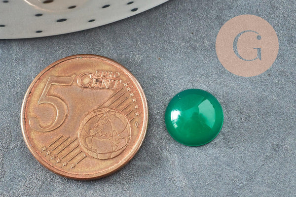 Cabochon rond onyx vert 10mm, x1 (G8676)