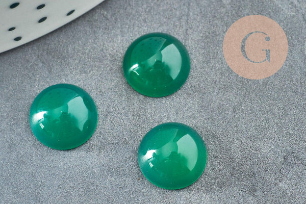Cabochon rond onyx vert foncé 10mm, x1 (G8675)