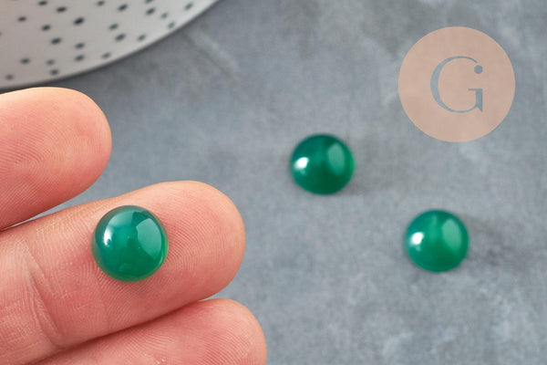 Cabochon rond onyx vert foncé 10mm, x1 (G8675)