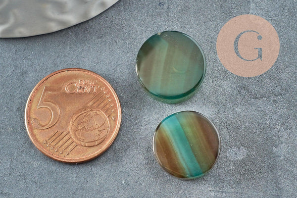 Cabochon rond onyx verte naturelle 14.5-15.5mm, x1 (G9572)