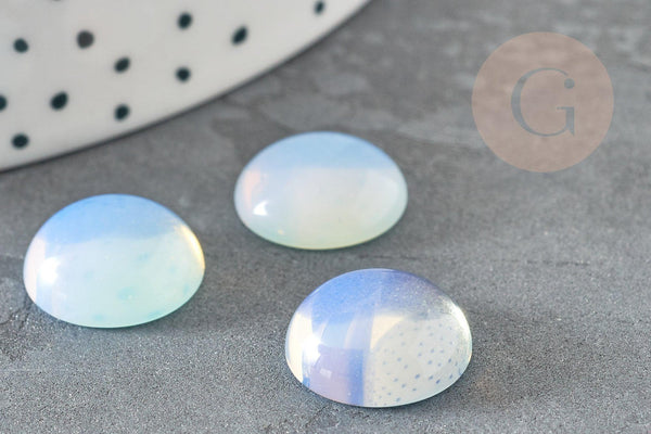 Cabochon rond opalite blanche 14mm, x1 (G2283)