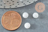 Cabochon rond pierre de lune naturelle à facettes 5.5mm, x1 (G2216)