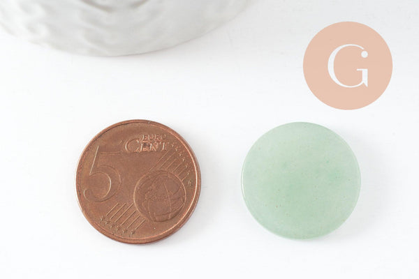 Cabochon rond plat aventurine verte naturelle 20mm, x1 (G9613)
