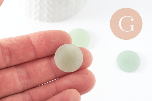 Cabochon rond plat aventurine verte naturelle 20mm, x1 (G9613)