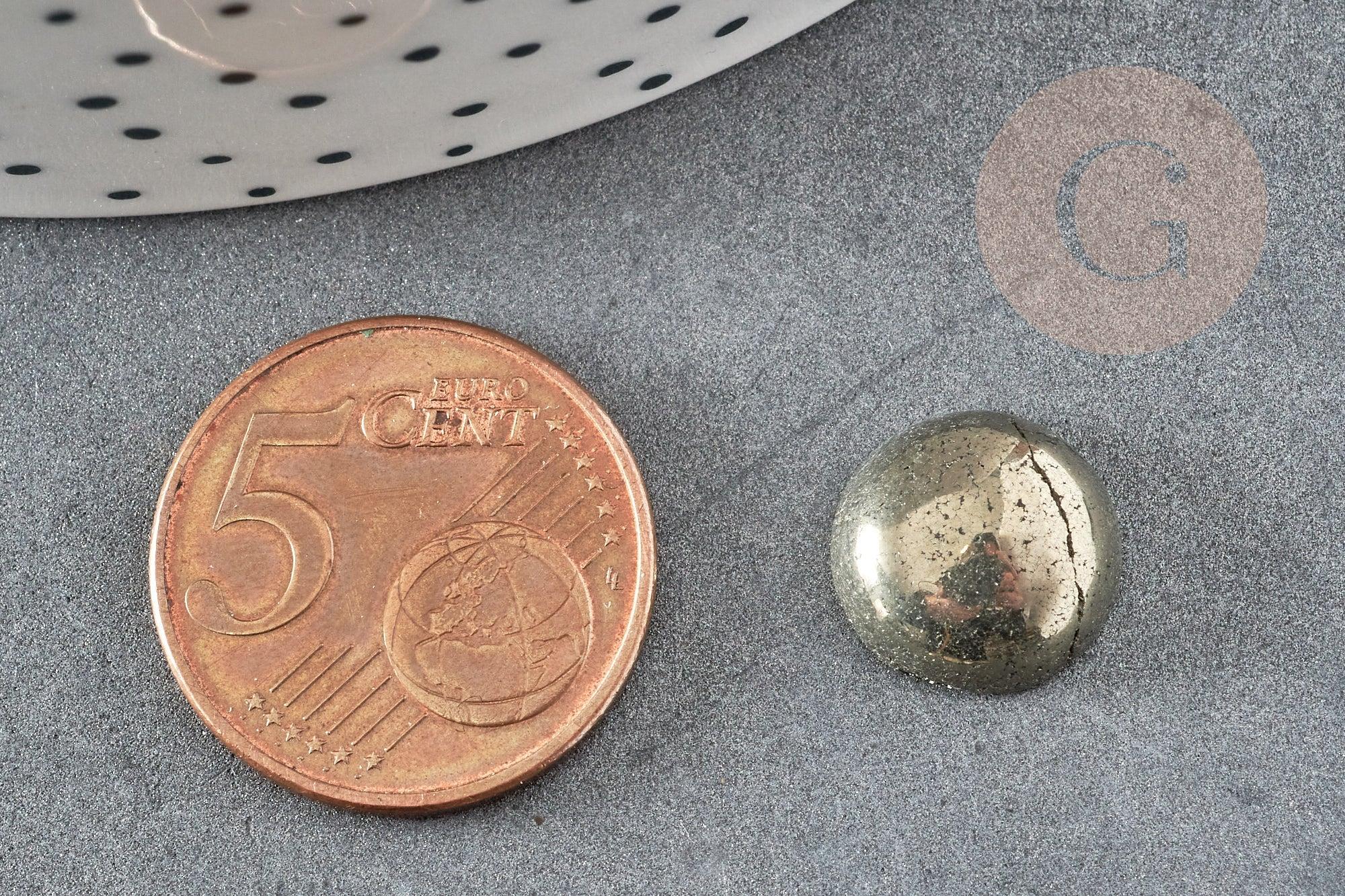 Cabochon rond pyrite grise naturelle 12mm, x1 (G9025)