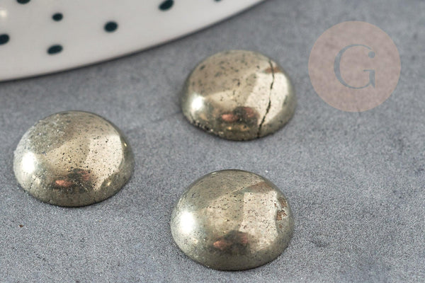 Cabochon rond pyrite grise naturelle 12mm, x1 (G9025)