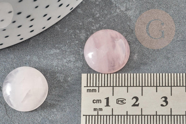 Cabochon rond quartz rose naturel 16mm , x1 (G6711)