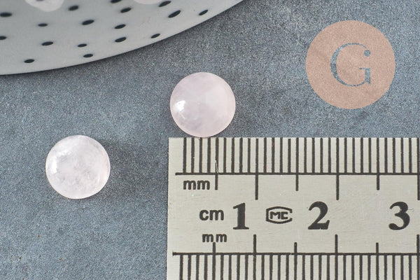 Cabochon rond quartz rose naturel 8mm, x1 (G8652)