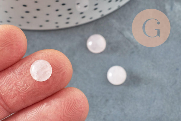 Cabochon rond quartz rose naturel 8mm, x1 (G8652)