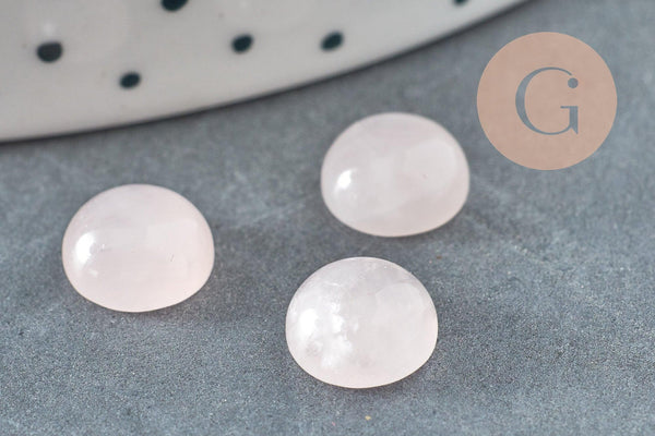 Cabochon rond quartz rose naturel 8mm, x1 (G8652)