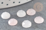 Cabochon rond quartz rose naturel à facettes 7.5mm, x1 (G9375)