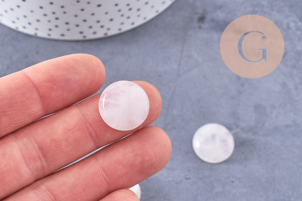 Cabochon rond quartz rose naturelle 18mm, x1 (G10721)