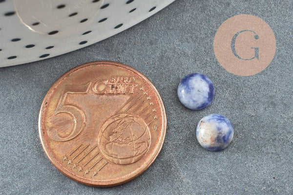 Cabochon rond sodalite bleue naturelle 6mm, x1 (G0172)