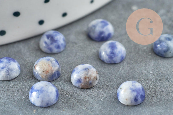 Cabochon rond sodalite bleue naturelle 6mm, x1 (G0172)