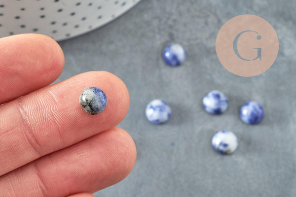 Cabochon rond sodalite naturelle bleue 8mm, x1 (G0423)