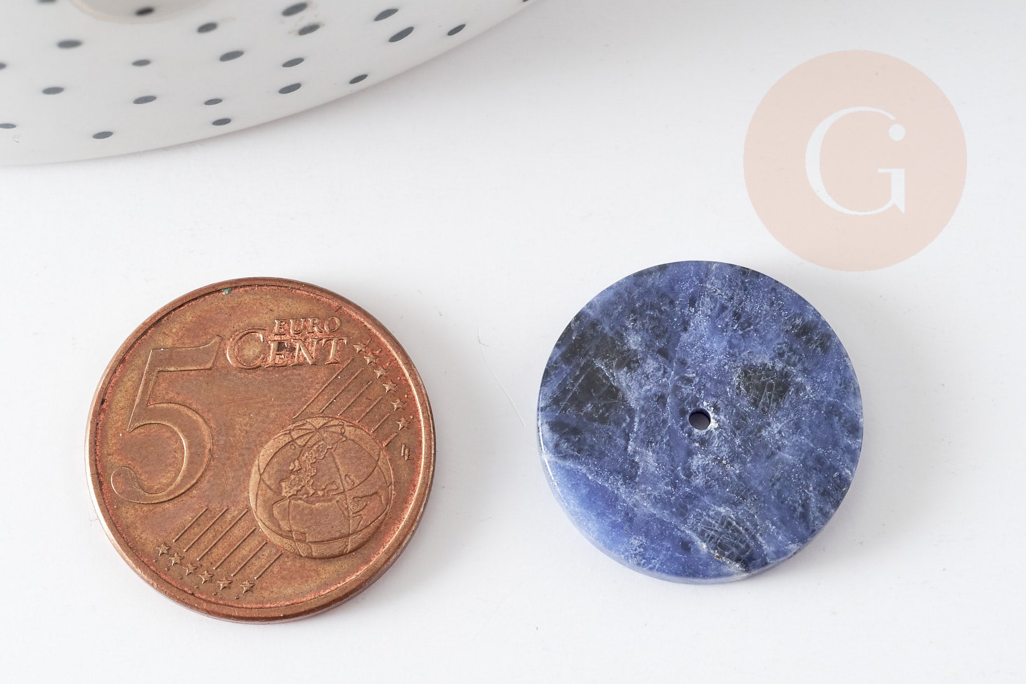 Cabochon rond sodalite naturelle percé naturel 25mm, x1 (G6458)