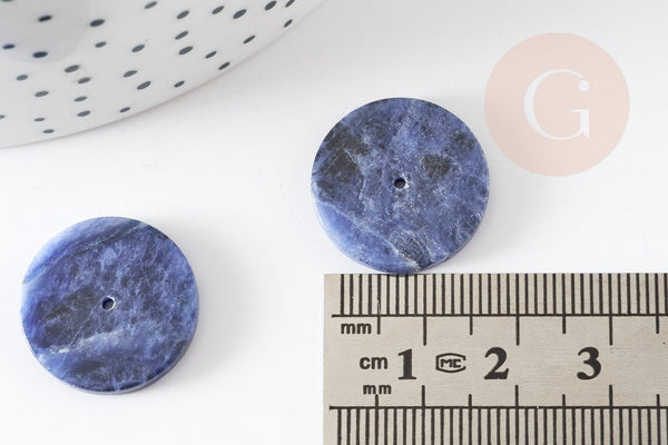 Cabochon rond sodalite naturelle percé naturel 25mm, x1 (G6458)
