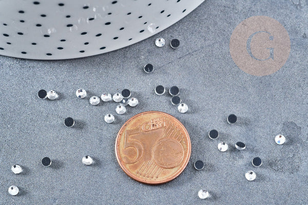 Cabochon rond strass cristaux transparent 2.7mm, x 1 gr (G8683)