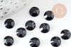 Cabochon rond strass plastique noir reflets ronds 7mm, x 5g (G2248)
