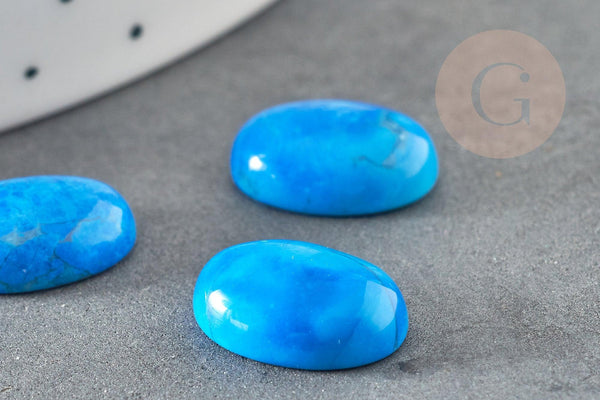 Cabochon rond turquoise bleue naturelle 14mm, x1 (G0349)