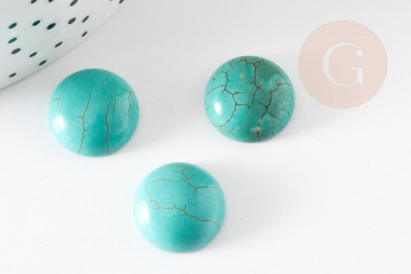 Cabochon rond turquoise naturelle 15mm, x1 (G2554)