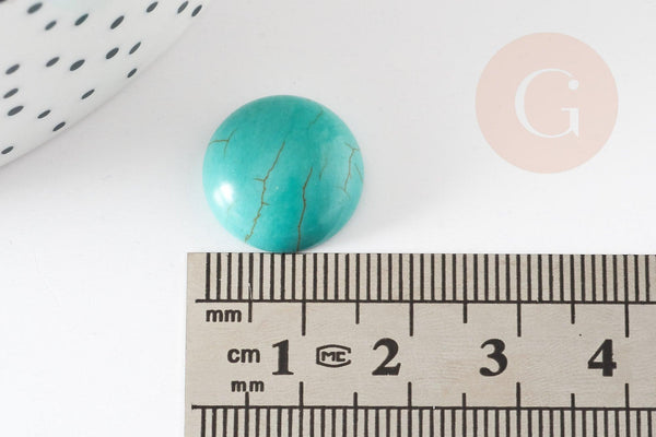 Cabochon rond turquoise naturelle 15mm, x1 (G2554)