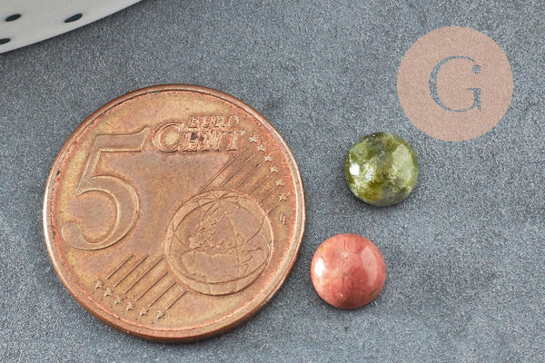 Cabochon rond unakite naturelle 6mm, x1 (G1133)