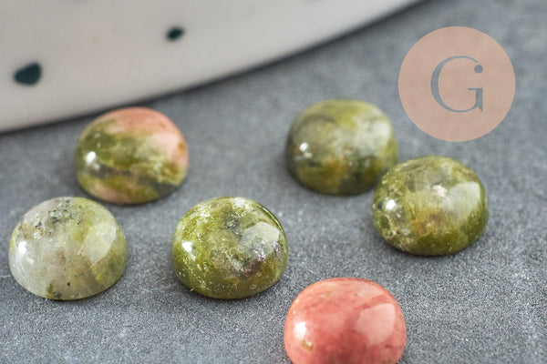Cabochon rond unakite naturelle 6mm, x1 (G1133)