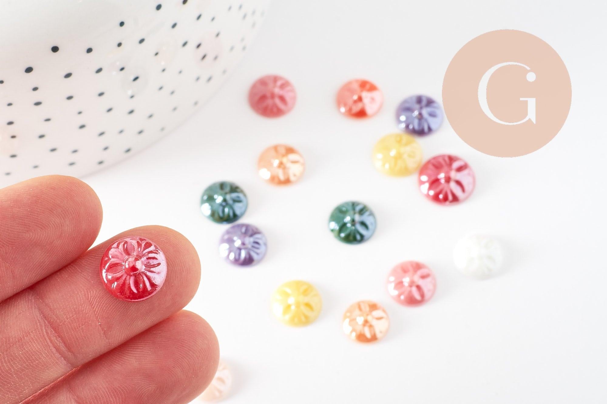 Cabochon rond verre irisé multicolore 10mm, x20 (G1807)