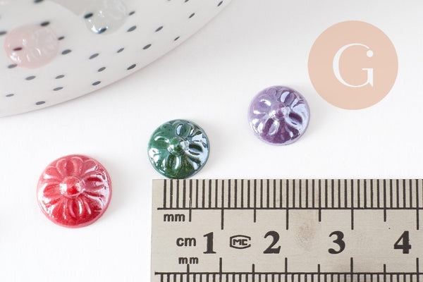 Cabochon rond verre irisé multicolore 10mm, x20 (G1807)